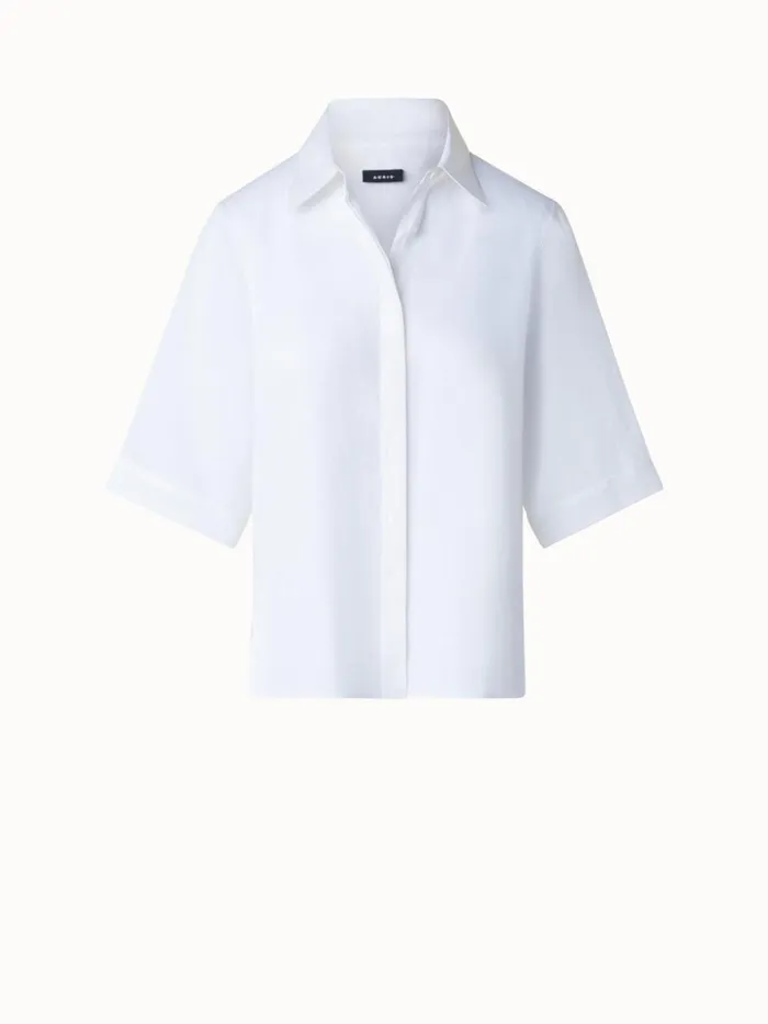 Boxy Shirt Blouse In Linen Voile White Women Akris Blouses