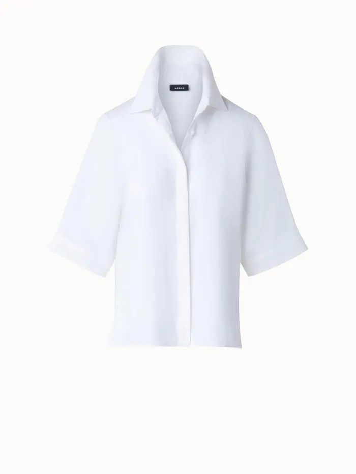 Boxy Shirt Blouse In Linen Voile White Women Akris Blouses
