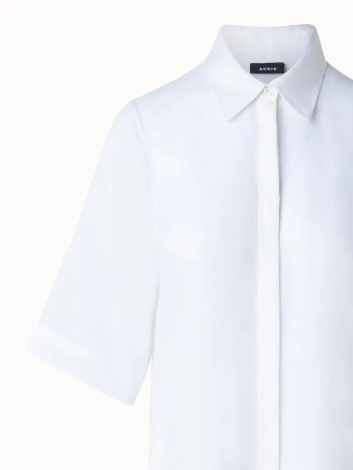 Boxy Shirt Blouse In Linen Voile White Women Akris Blouses