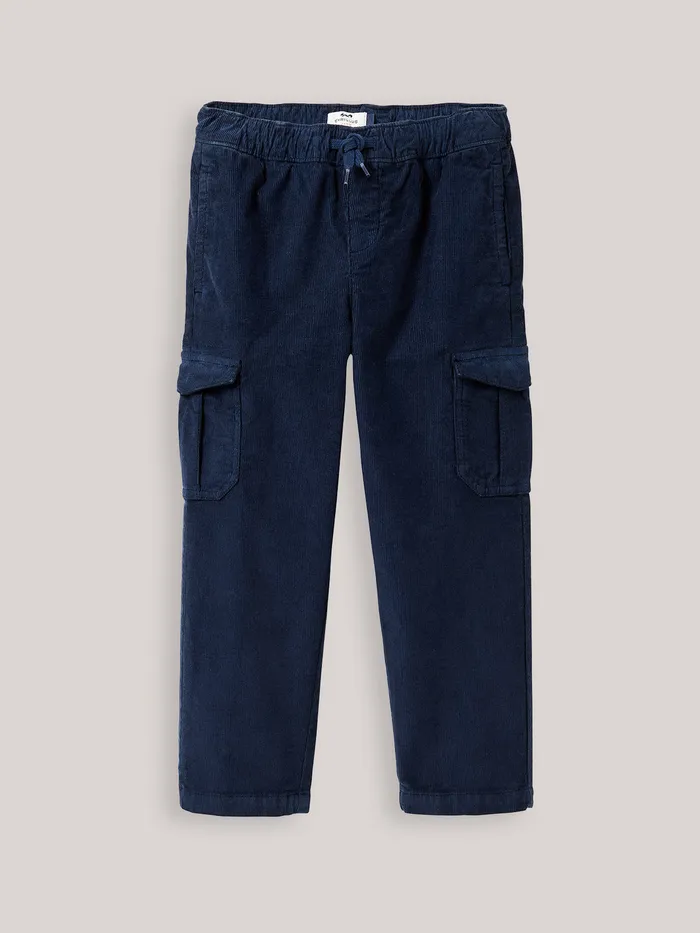 Boys Cyrillus Clothing Corduroy Cargo Trousers Marine