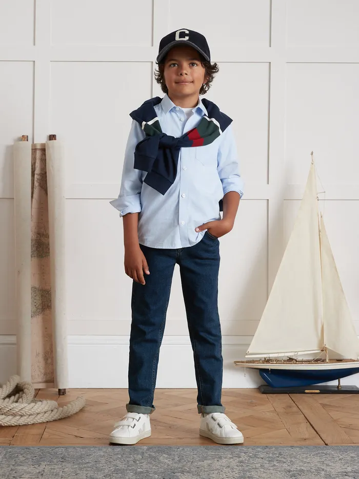 Boys Cyrillus Clothing SlimFit Jeans 6409 Bleu Moyen Uni