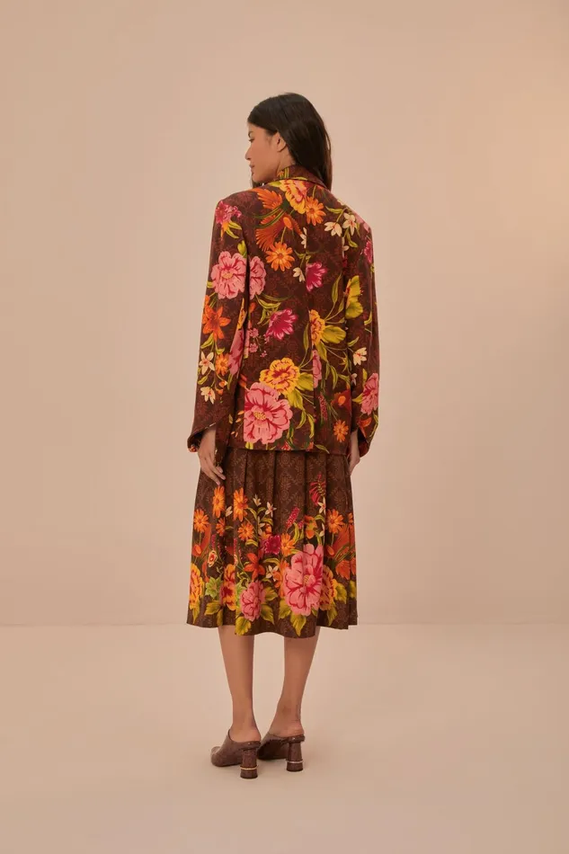 Brown Charming Garden Midi Skirt Women Farm Rio Skirts