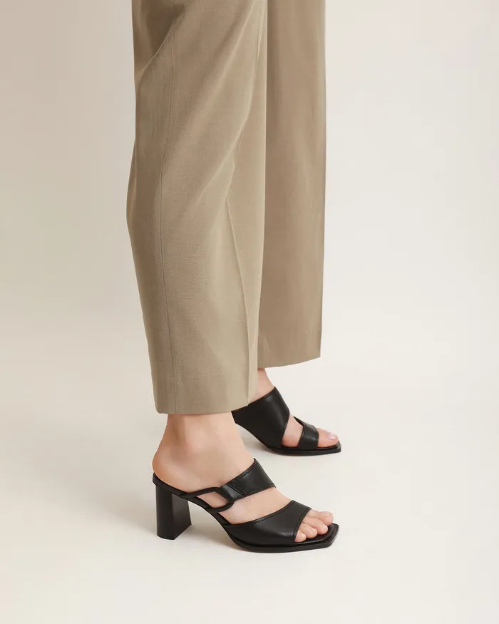 Cammy mid heel sandals black leather Women MID SANDALS jomercer