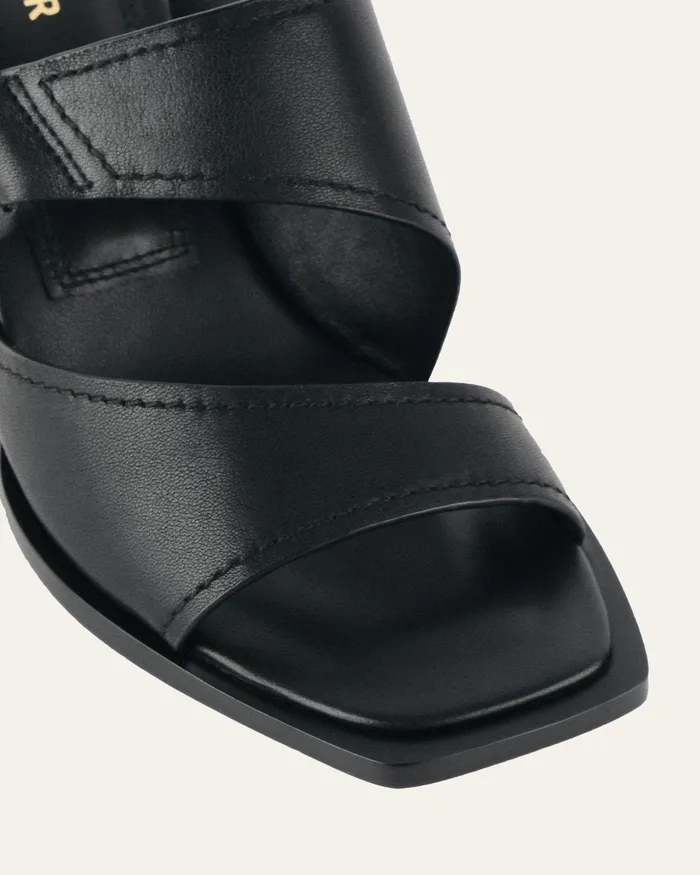 Cammy mid heel sandals black leather Women MID SANDALS jomercer