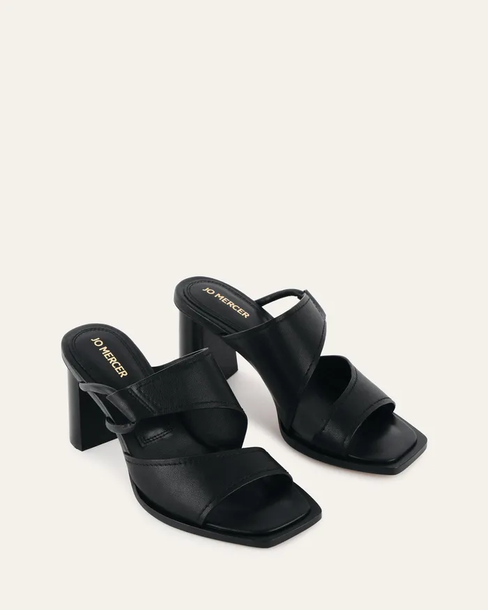 Cammy mid heel sandals black leather Women MID SANDALS jomercer