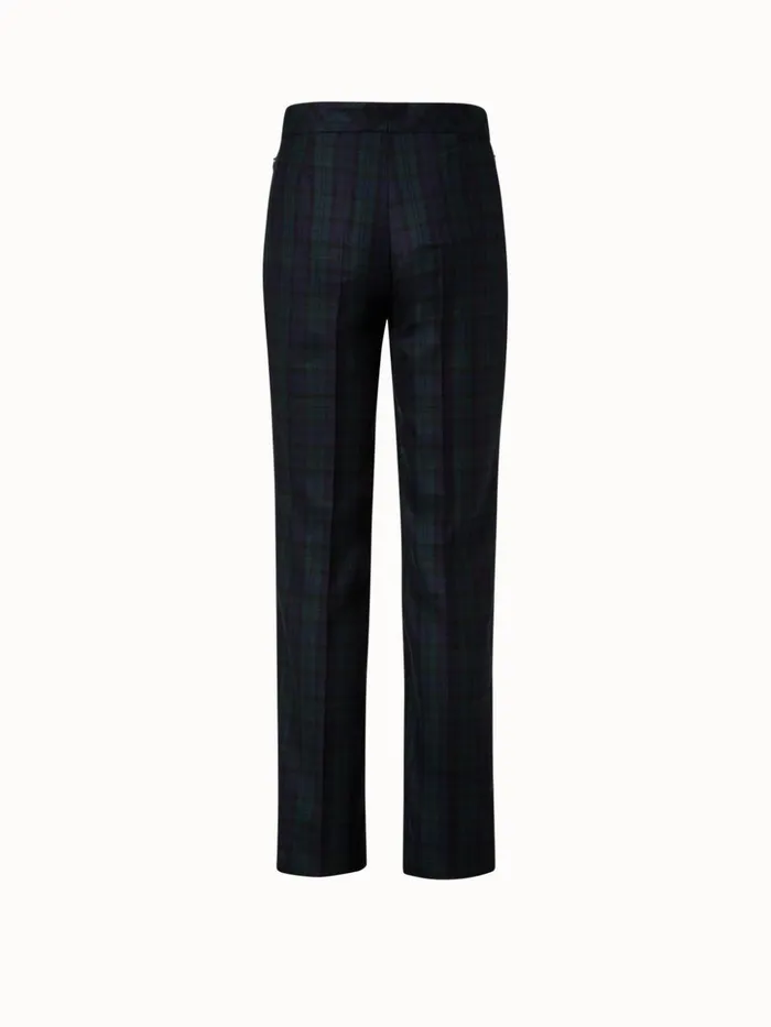 Cashmere Check Straight Pants Navygallus Green Women Akris Pants