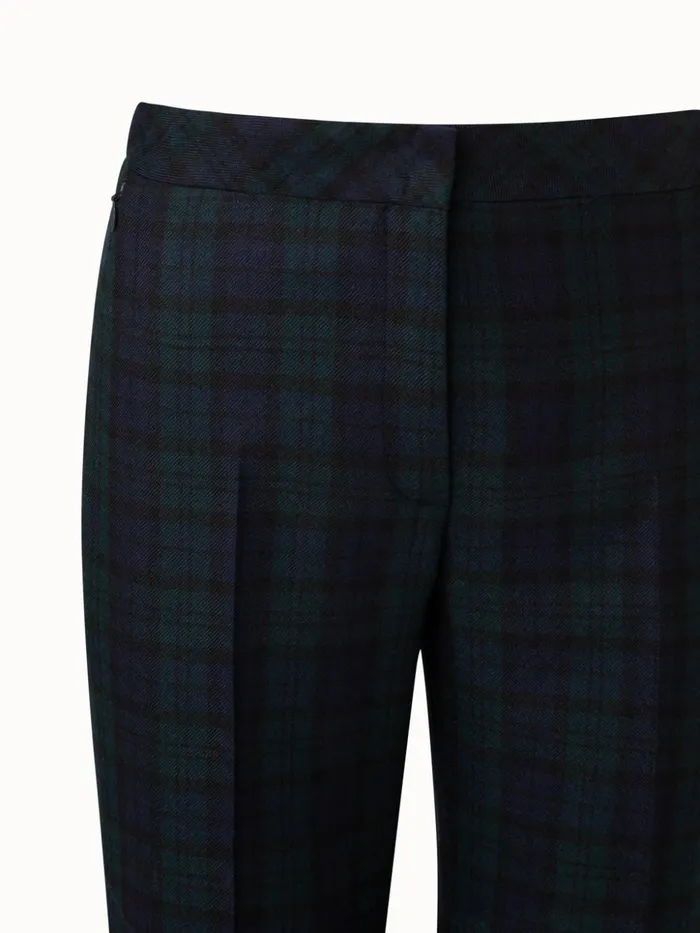 Cashmere Check Straight Pants Navygallus Green Women Akris Pants