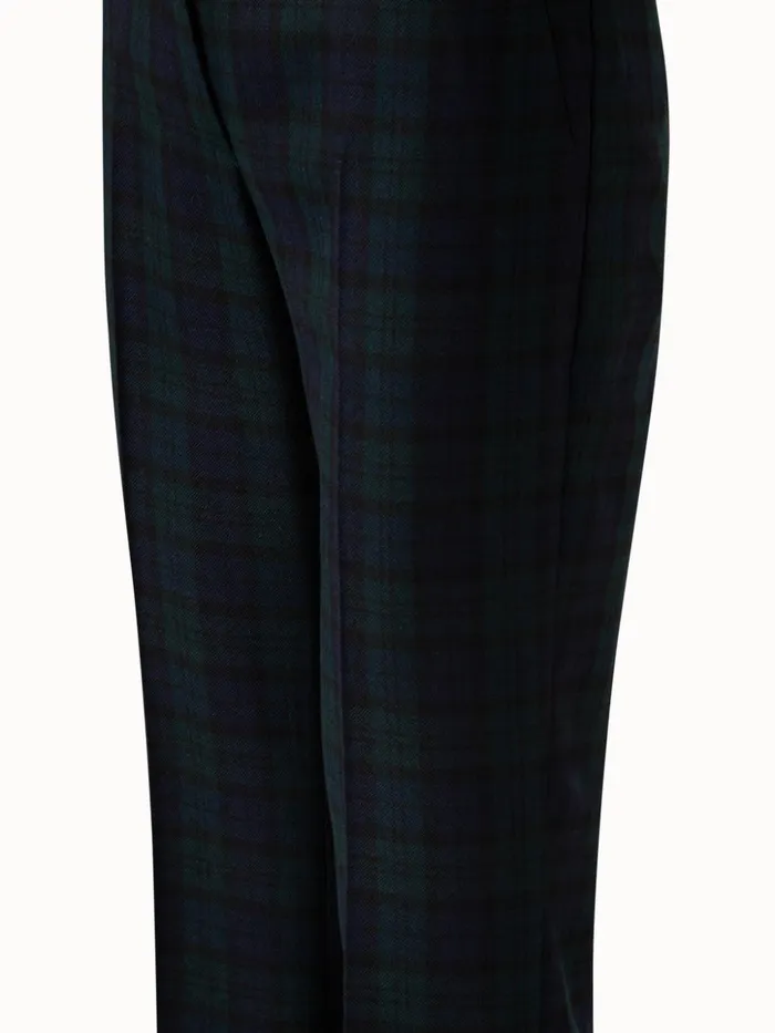 Cashmere Check Straight Pants Navygallus Green Women Akris Pants