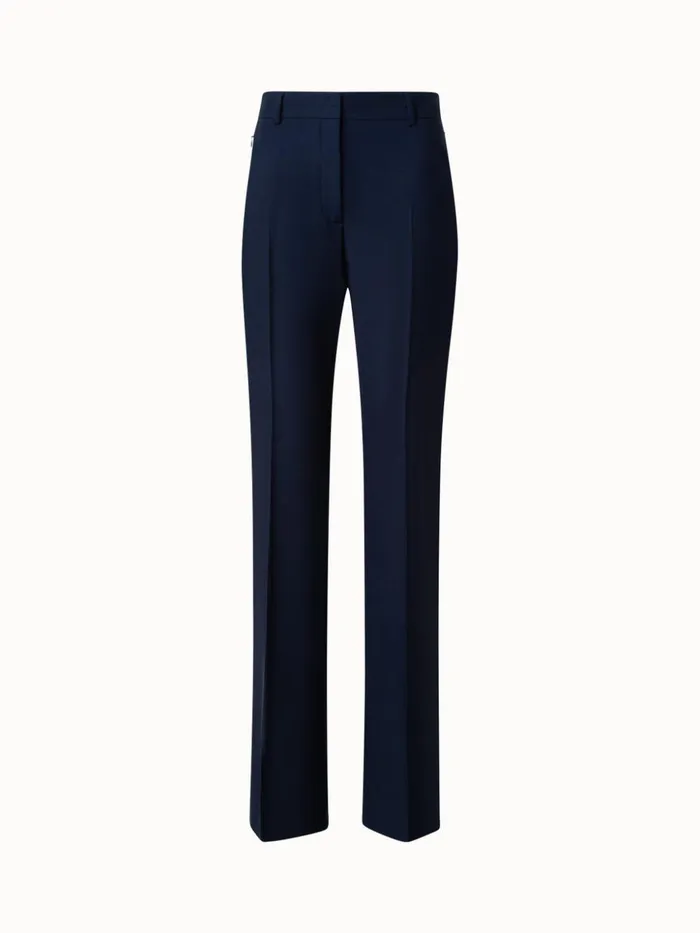 Cashmere Flannel Stretch Slight Bootcut Pants Navy Women Akris Pants