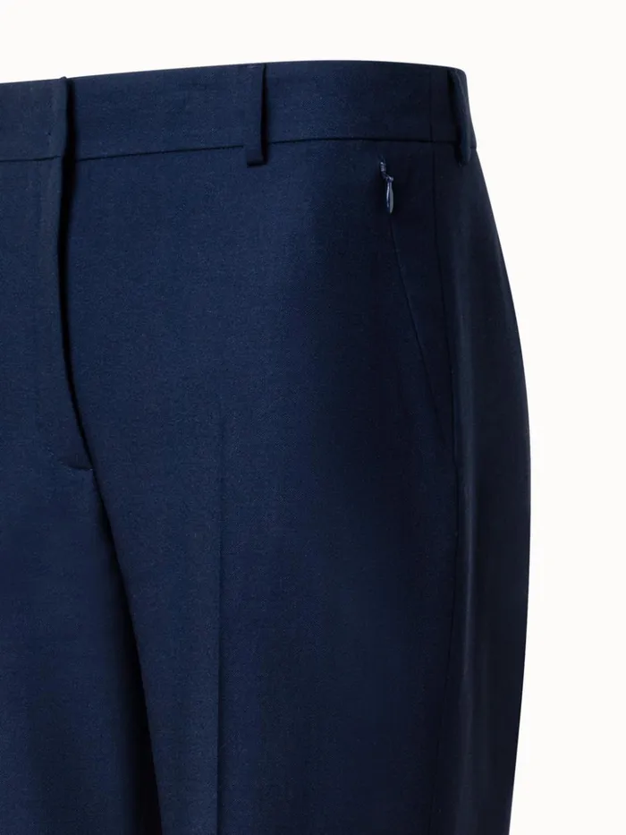 Cashmere Flannel Stretch Slight Bootcut Pants Navy Women Akris Pants