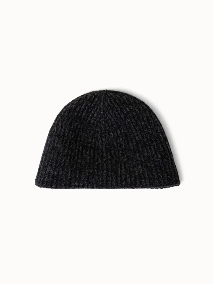 Cashmere Rib Knit Beanie Charcoal Women Akris Knitwear