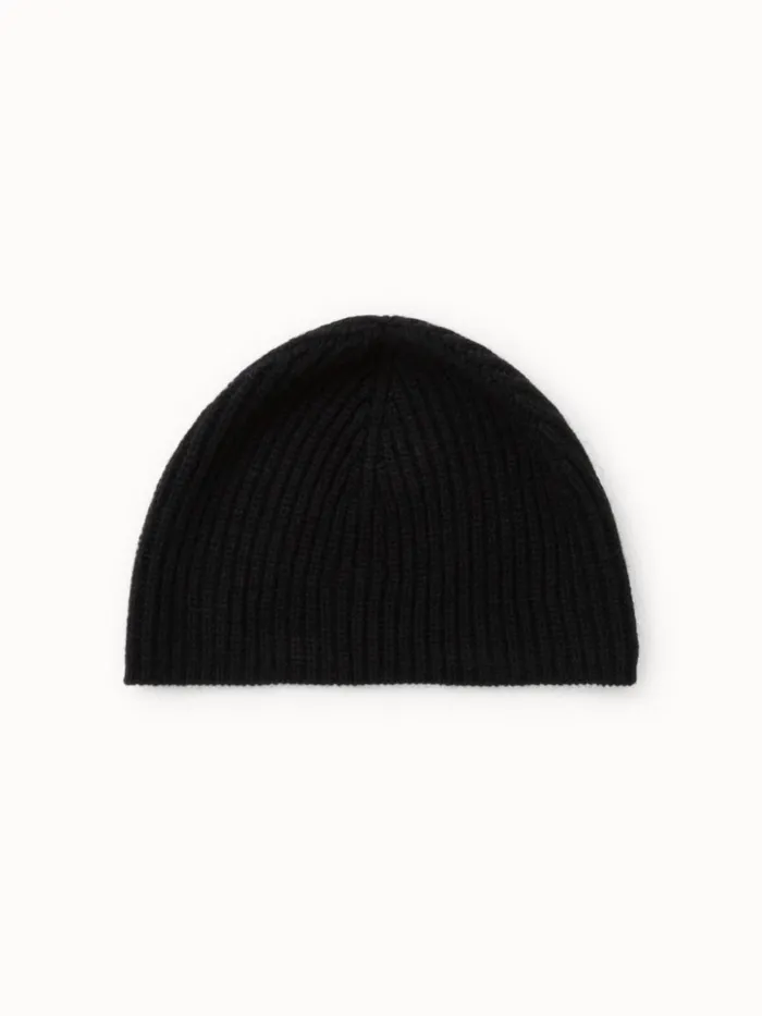 Cashmere Rib Knit Beanie Charcoal Women Akris Knitwear