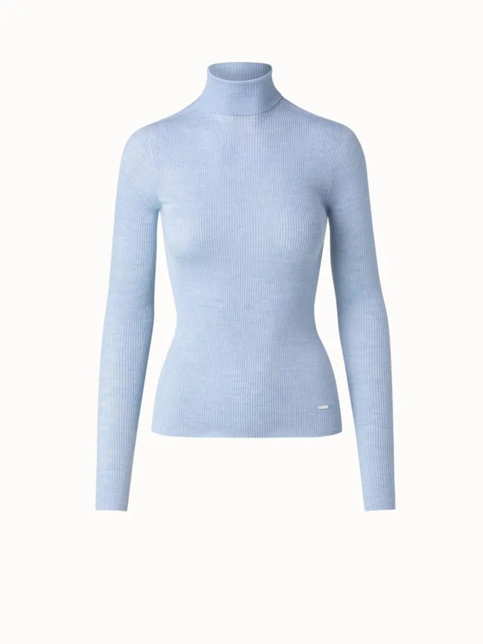 Cashmere Silk Knit Pullover Ice Blue Women Akris Knitwear