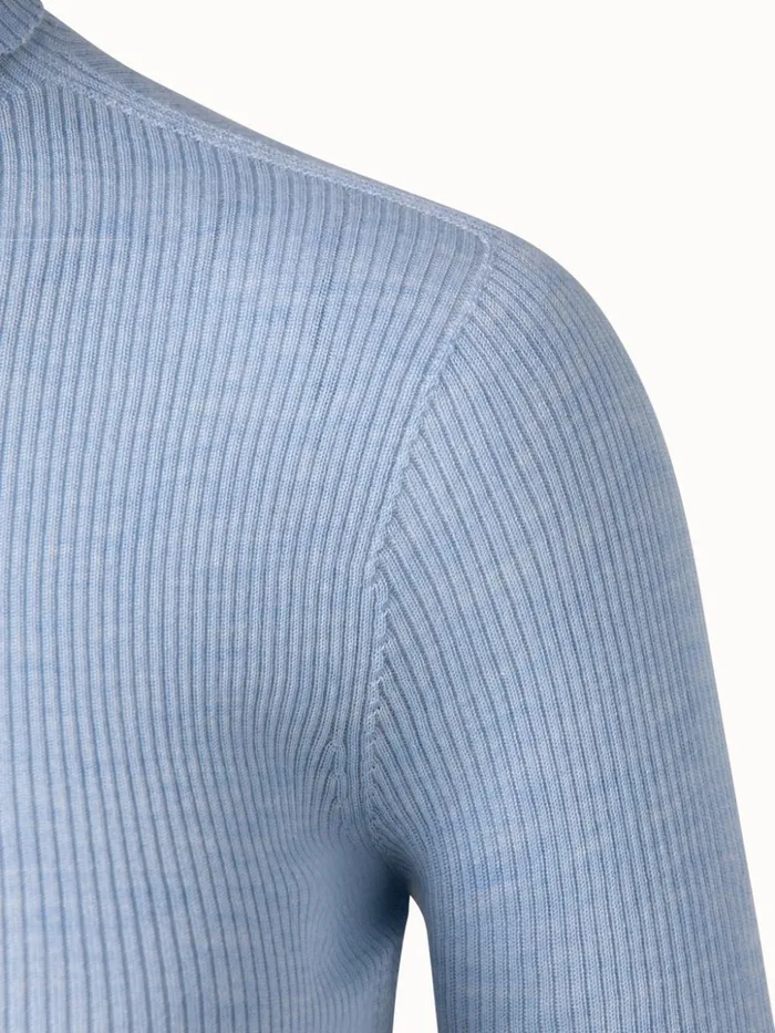 Cashmere Silk Knit Pullover Ice Blue Women Akris Knitwear