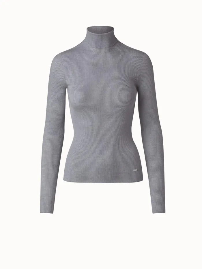 Cashmere Silk Knit Pullover Smoke Women Akris Cashmere