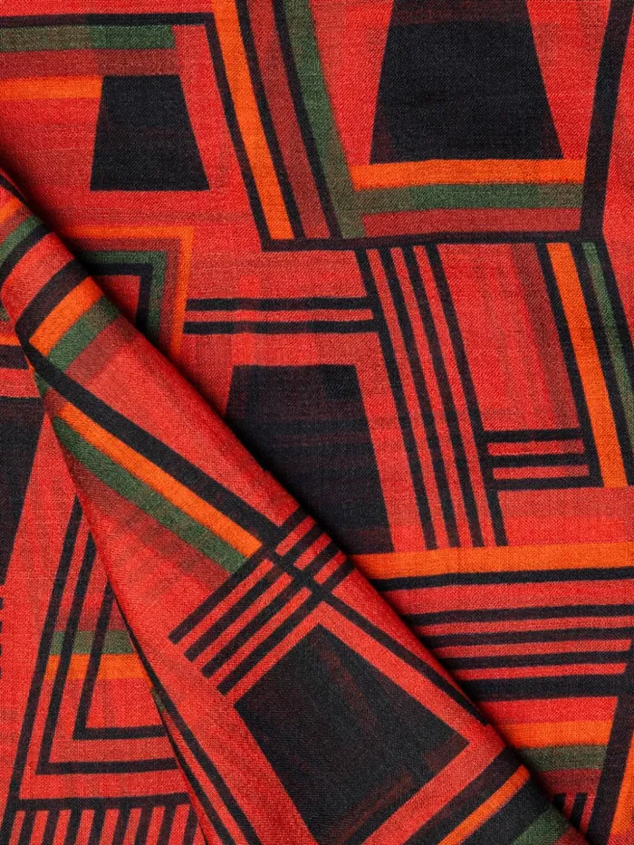 Cashmere Silk Scarf With Zig Zag Trapezoid Print Pumpkinmulticolor Women Akris Cashmere