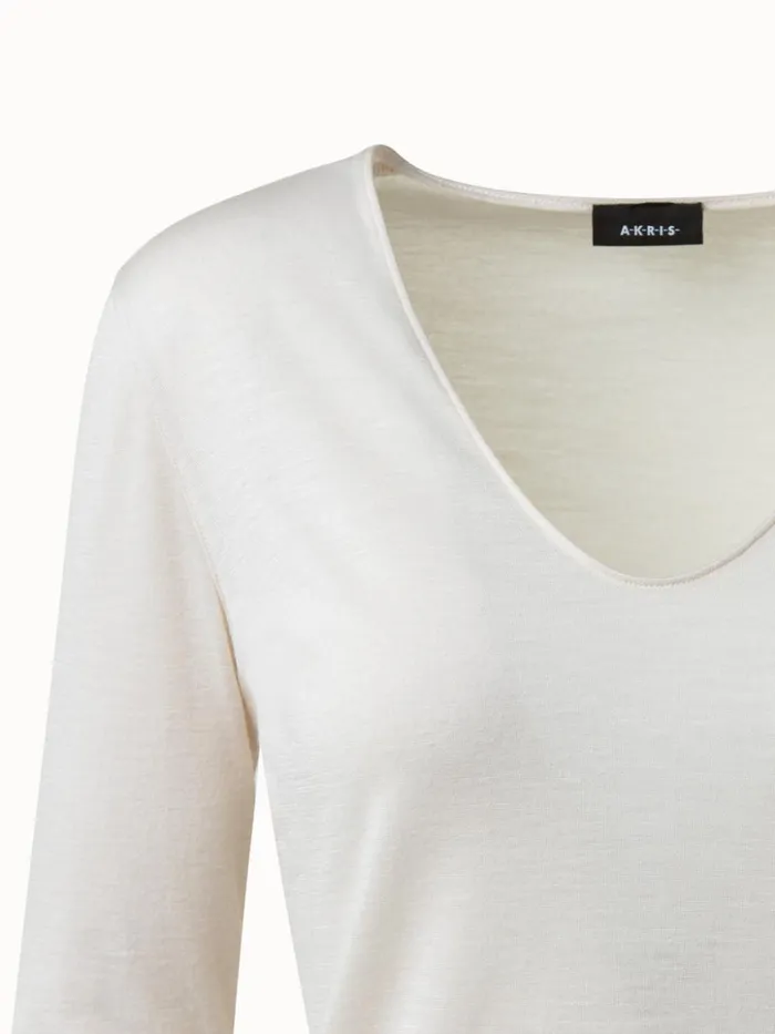 Cashmere Silk Shirt Offwhite Women Akris Cashmere
