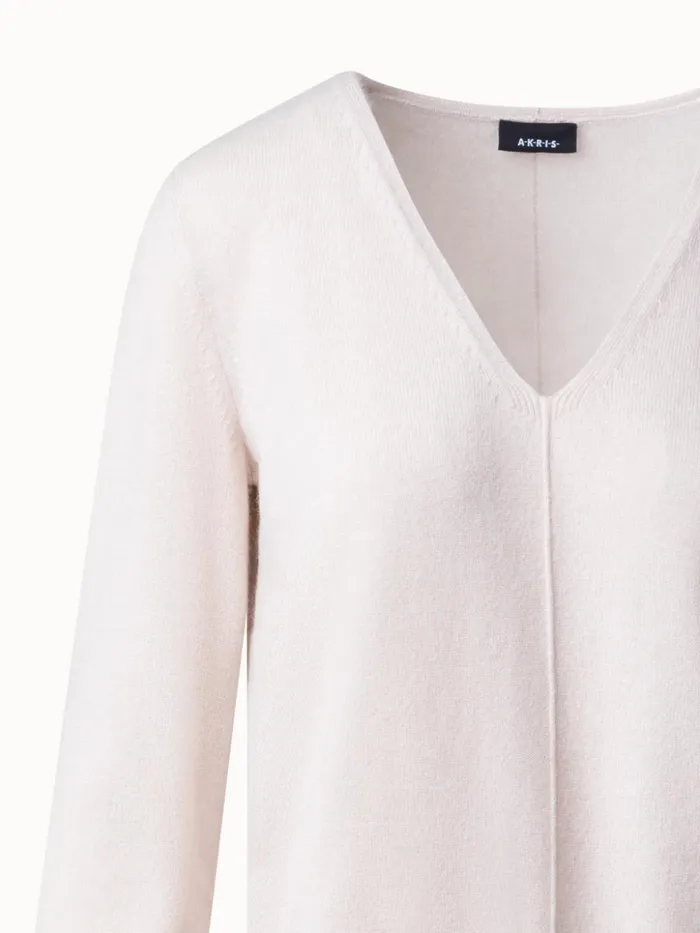 Cashmere VNeck Knit Pullover Greige Women Akris Knitwear