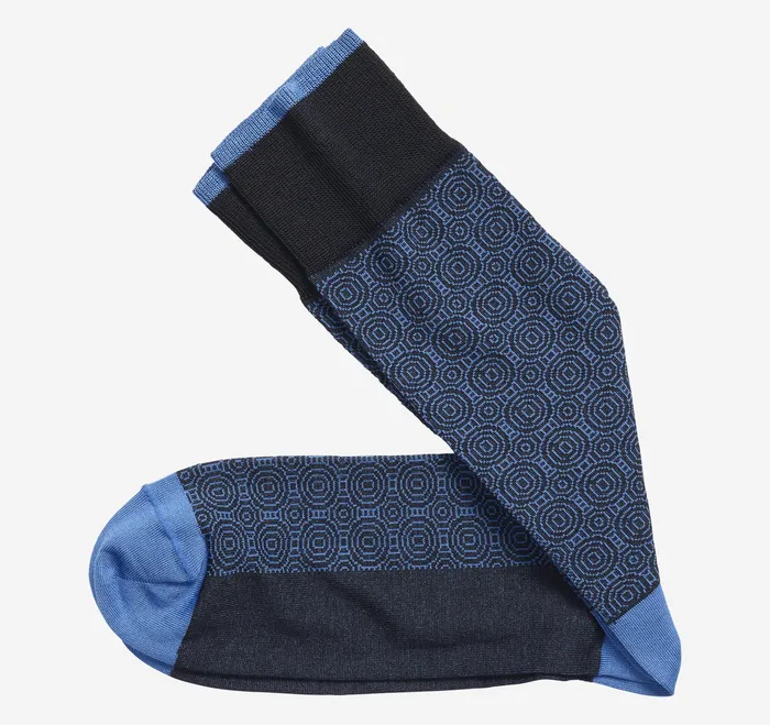 Circle Grid Socks Navy Socks Johnston and Murphy Men