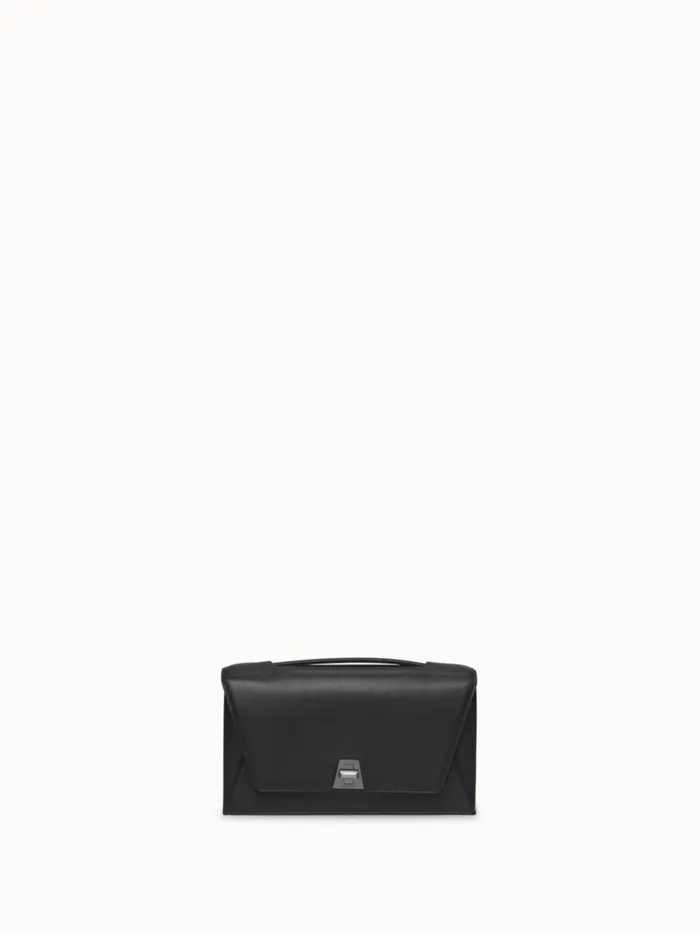 City Bag In Softcalf Leather And Horsehair Fabric Black Women Akris Crossbody Bags
