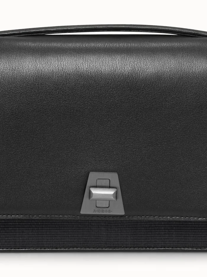 City Bag In Softcalf Leather And Horsehair Fabric Black Women Akris Crossbody Bags