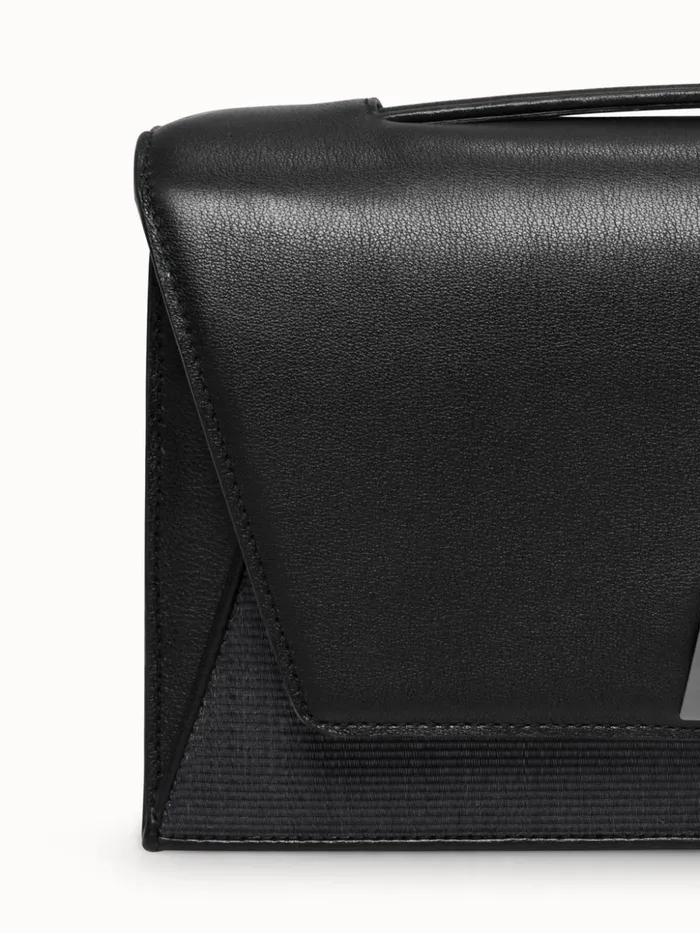 City Bag In Softcalf Leather And Horsehair Fabric Black Women Akris Crossbody Bags