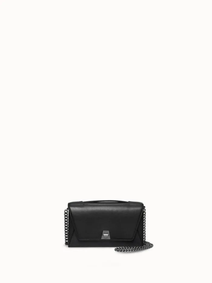 City Bag In Softcalf Leather And Horsehair Fabric Black Women Akris Crossbody Bags