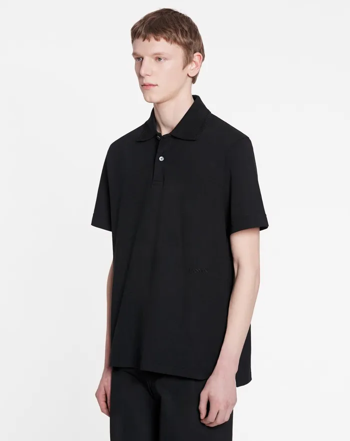 Classic Polo Shirt Black Men Lanvin Tshirts and Polos