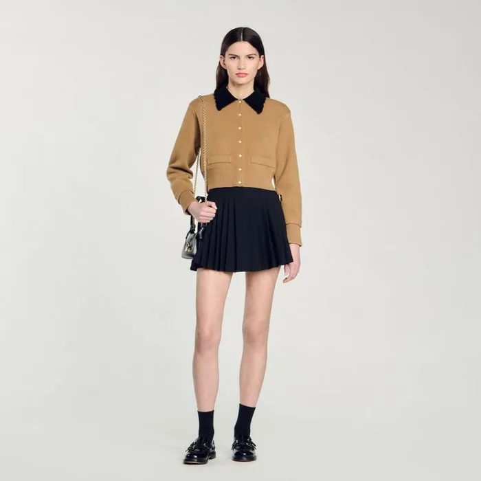 Coatigans Women SANDRO Cropped Coatigan Camel