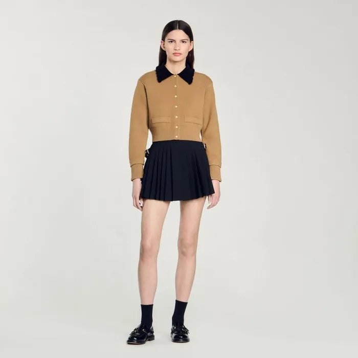 Coatigans Women SANDRO Cropped Coatigan Camel