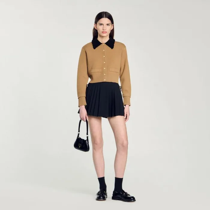 Coatigans Women SANDRO Cropped Coatigan Camel