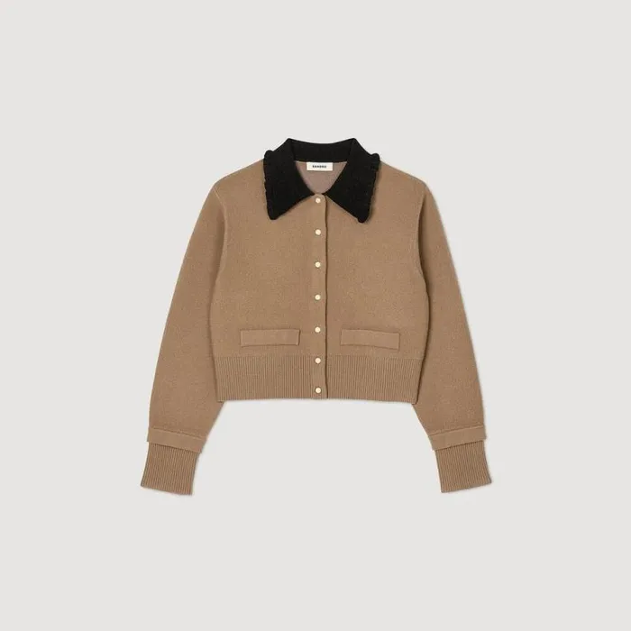 Coatigans Women SANDRO Cropped Coatigan Camel