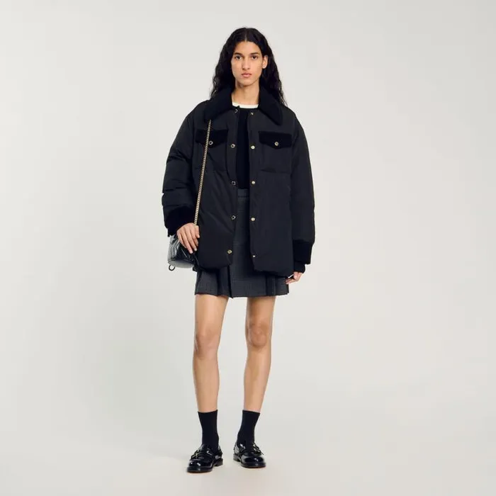 Coats and Trenches Women SANDRO Short Puffer Jacket Black