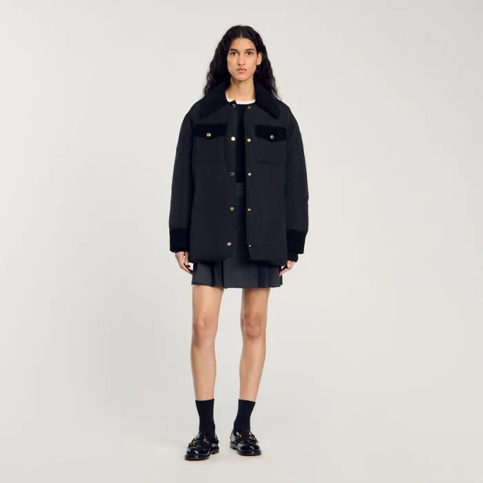 Coats and Trenches Women SANDRO Short Puffer Jacket Black