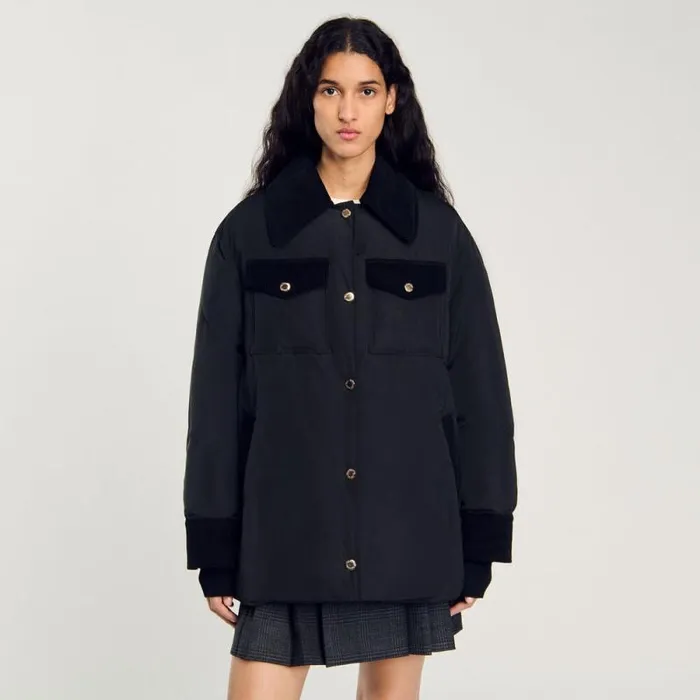 Coats and Trenches Women SANDRO Short Puffer Jacket Black