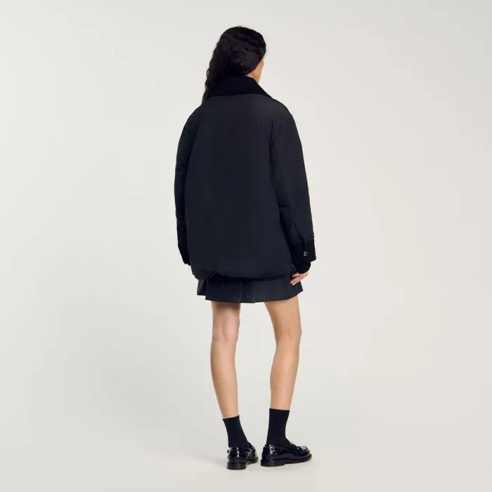 Coats and Trenches Women SANDRO Short Puffer Jacket Black