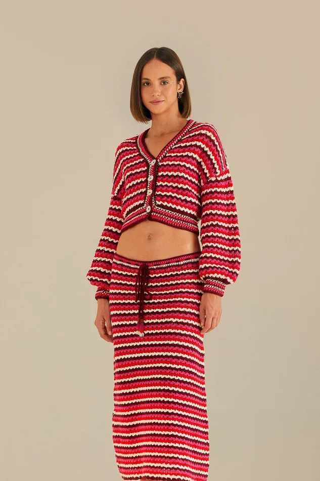 Colorful Stripes Crochet Skirt Women Farm Rio Skirts