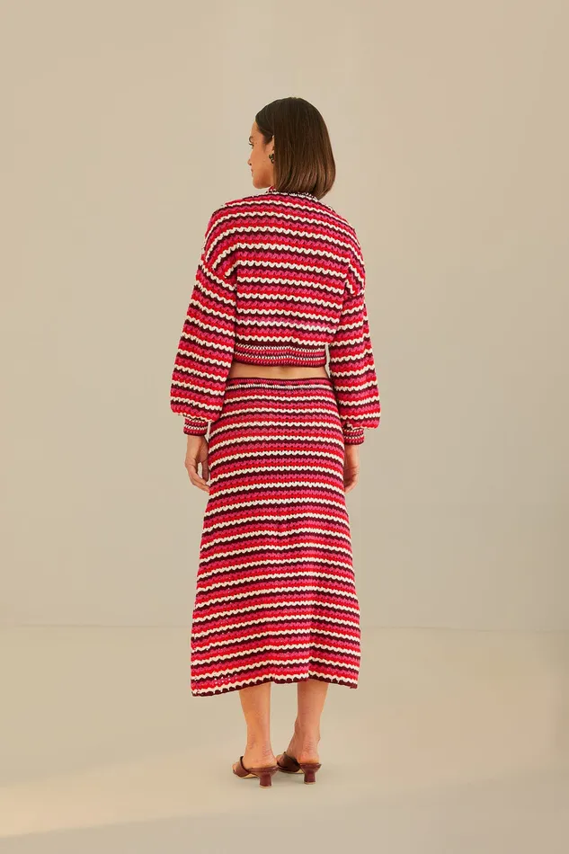 Colorful Stripes Crochet Skirt Women Farm Rio Skirts