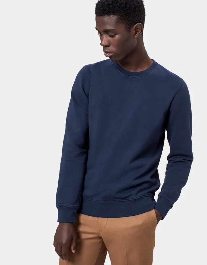 Colorfulstandard Classic Organic Crew 8211 Sapphire Blue Men Crewneck Sweatshirts