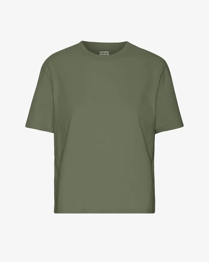 Colorfulstandard Organic Boxy Crop Tee 8211 Dusty Olive Women TShirts