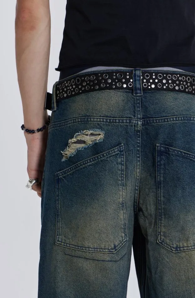 Colossus Jeans MenWomen Jaded London Washed Blue Busted Colossus Jeans