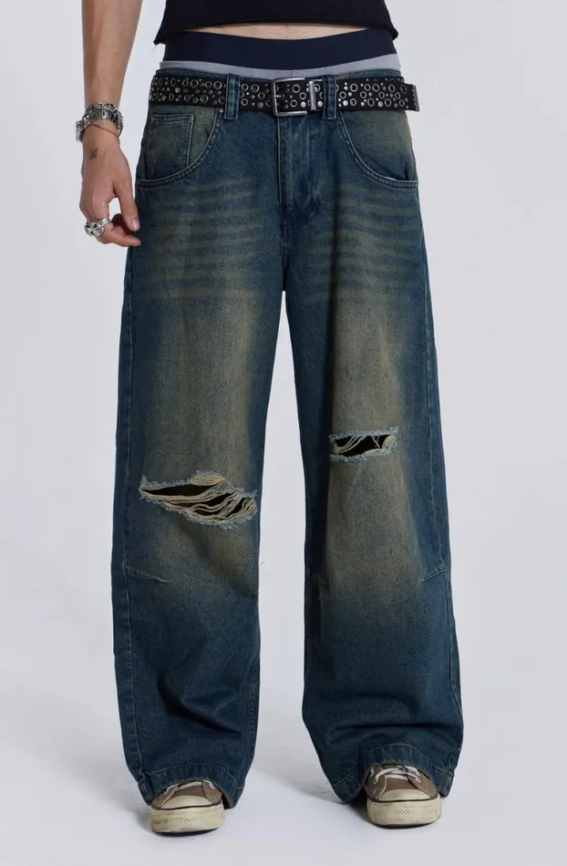 Colossus Jeans MenWomen Jaded London Washed Blue Busted Colossus Jeans