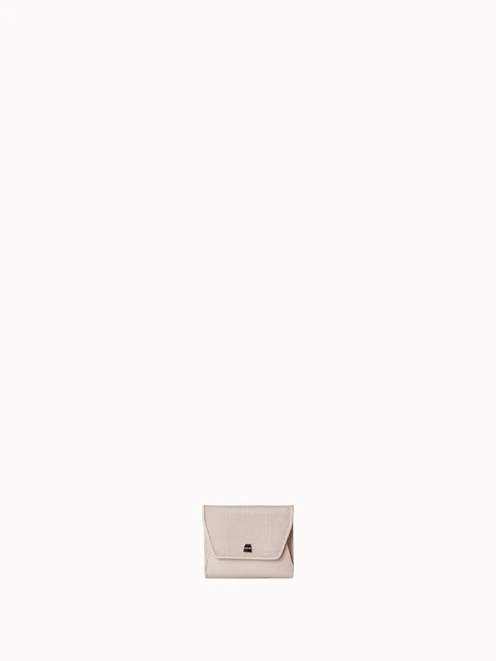 Compact Wallet In Horsehair And Leather Stucco Women Akris Wallets