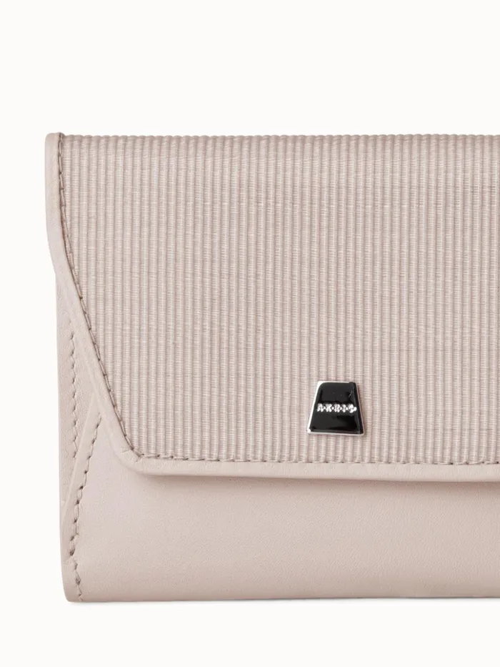 Compact Wallet In Horsehair And Leather Stucco Women Akris Wallets