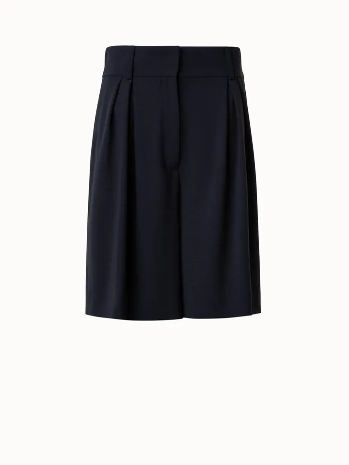 Cool Wool Pleated Bermuda Short Black Women Akris Shorts