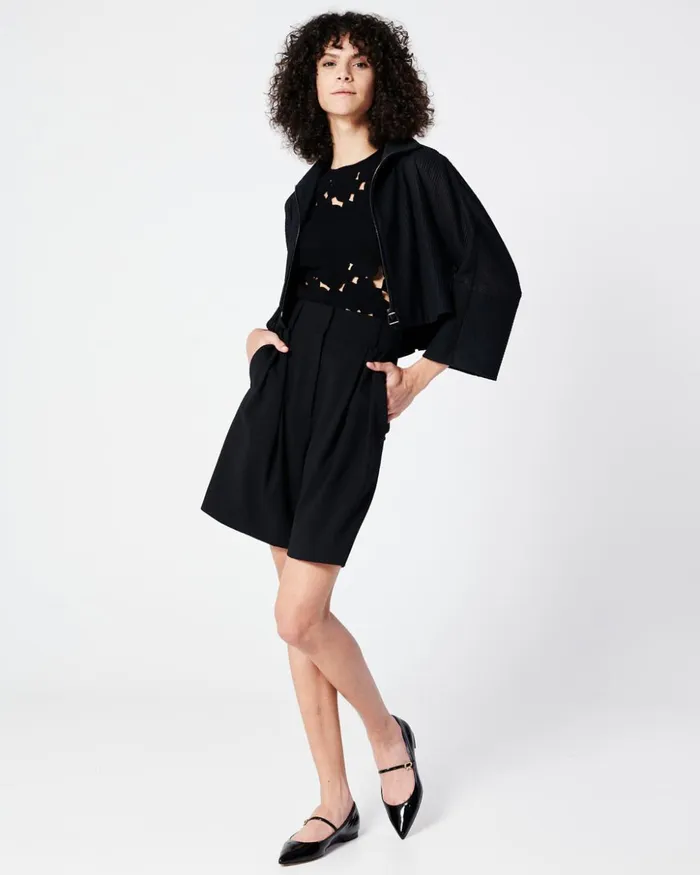 Cool Wool Pleated Bermuda Short Black Women Akris Shorts