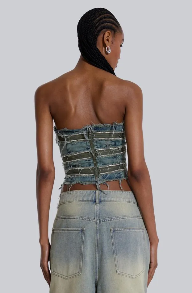 Corsets Women Jaded London SubRosa Denim Corset Top