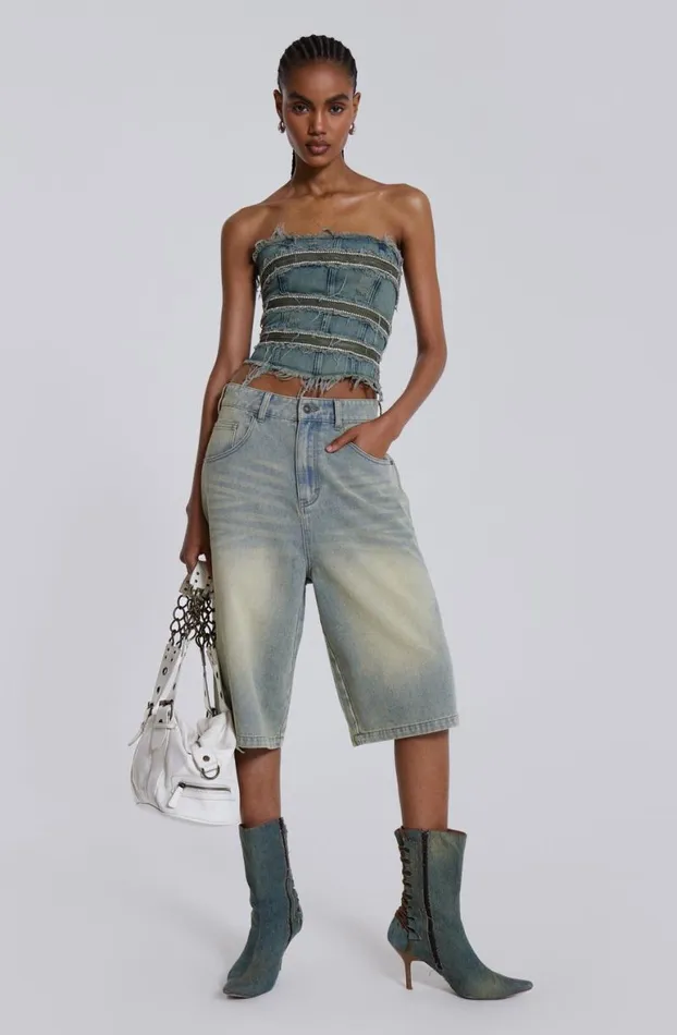 Corsets Women Jaded London SubRosa Denim Corset Top