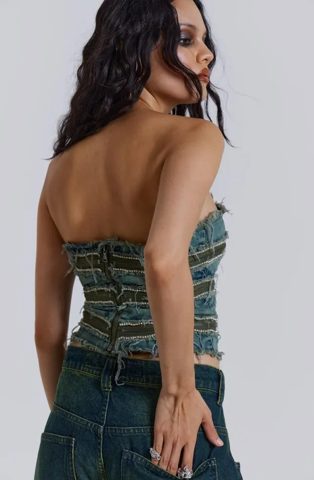 Corsets Women Jaded London SubRosa Denim Corset Top