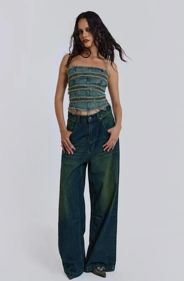 Corsets Women Jaded London SubRosa Denim Corset Top